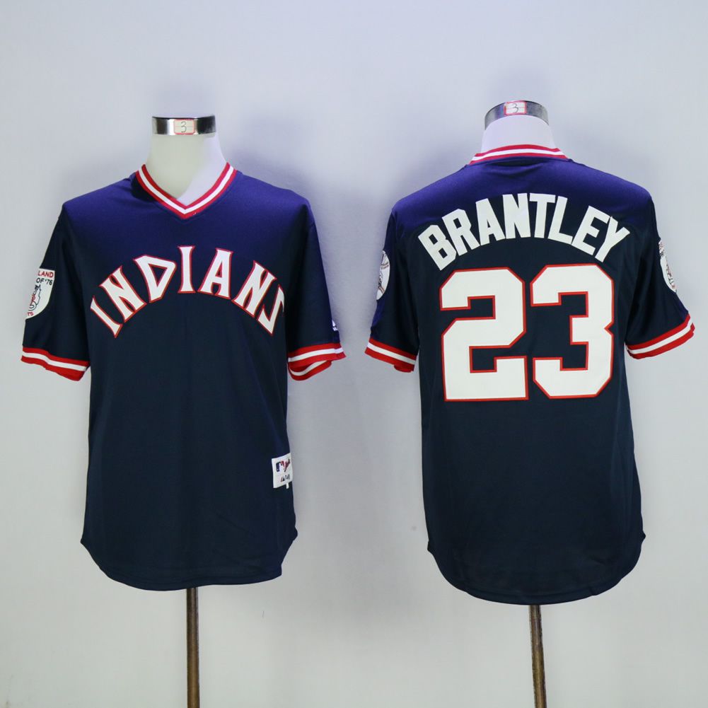 Men Cleveland Indians #23 Brantley Blue 1976 MLB Jerseys->cleveland indians->MLB Jersey